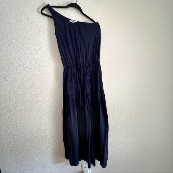 APIECE APART one shoulder tie waist, and navy dress 🌺 EUC 🌺 XS - Picture 1 of 6